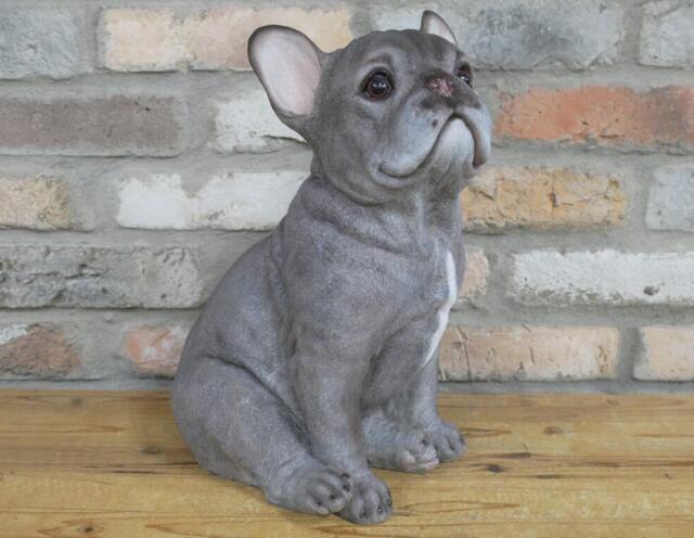 Sitting Grey French Bulldog Ornament - Realistic Frenchie Gifts Blue - image 1