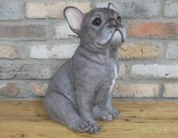 Sitting Grey French Bulldog Ornament - Realistic Frenchie Gifts Blue - thumbnail 1