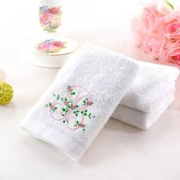 Monogrammed Embroidered Towels, Personalized Floral Initial, Luxury Cotton - thumbnail 3