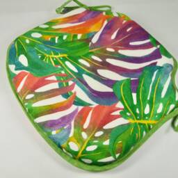 Tropical Leaves Small Spindle Back Tie-On Seat Pads Dining/Patio/Garden/Kitchen - thumbnail 2