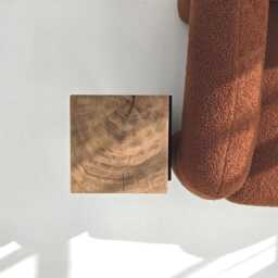 Solid Oak Nightstand, Metal Base Side Table, Real Acorn Detail, Magazine Holder - thumbnail 3