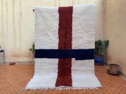 Beni Ourain White Wool Rug Moroccan Berber Area Rug - 5.3 X 8.1 Ft - thumbnail 1