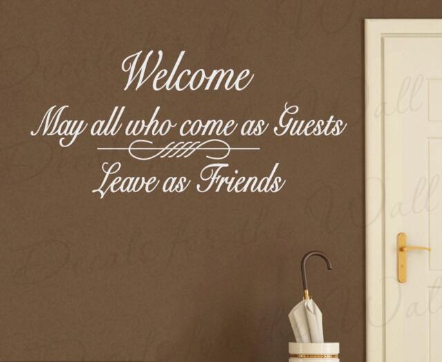 May All Who Come As Guests Leave Friends Friendship Decorative Vinyl Sticker Art Letters Large Wall Decal Quote Lettering Decor Saying Fr7 - image 1