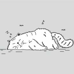 Sleeping Cat Wall Decal - Black White Art For Home Lover Decor - thumbnail 2