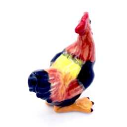 Miniature Ceramic Rooster Hen Chicken Animal Little Black Yellow Brown Figurine Small Statue Decoration Hand Painted Collectible Figure - thumbnail 3