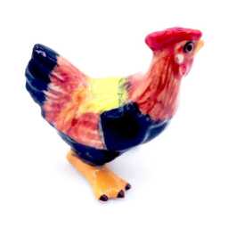 Miniature Ceramic Rooster Hen Chicken Animal Little Black Yellow Brown Figurine Small Statue Decoration Hand Painted Collectible Figure - thumbnail 2