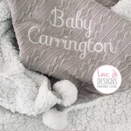 Personalised Cable Knit Blanket - Embroidered Baby Blanket Boy Or Girl Baby Gift - thumbnail 4