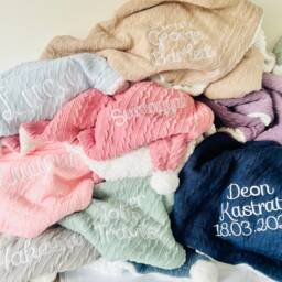 Personalised Cable Knit Blanket - Embroidered Baby Blanket Boy Or Girl Baby Gift - thumbnail 2