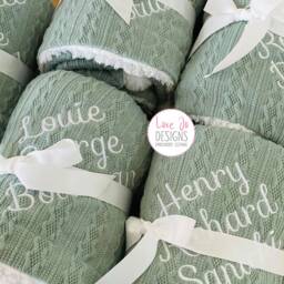 Personalised Cable Knit Blanket - Embroidered Baby Blanket Boy Or Girl Baby Gift - thumbnail 3