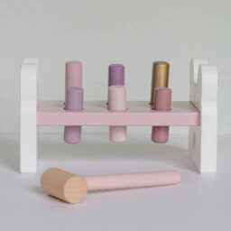 Personalised Wooden Pink Bunny Hammer Bench Toy, Children's Toys, Gift, Gifts For Kids, Montessori Toy - thumbnail 4