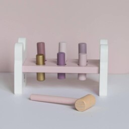 Personalised Wooden Pink Bunny Hammer Bench Toy, Children's Toys, Gift, Gifts For Kids, Montessori Toy - thumbnail 2