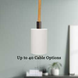 Plug in Pendant Light - White + Dark Chrome, Hanging Cable Wall Cord & Minimal Modern E27 Lamp Holder, Unique Reading, Ambient Mood Lighting