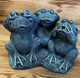 Stone Garden See Hear Speak No Evil Frog Toad Statue Ornament - thumbnail 1