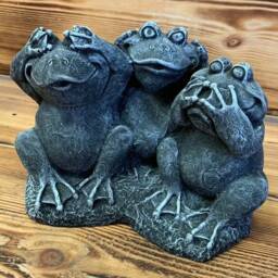 Stone Garden See Hear Speak No Evil Frog Toad Statue Ornament - thumbnail 2
