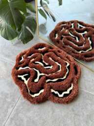 3D Brown Cow Print Handmade Tufted Rug - Fluffy Animal Pattern Carpet Rustic Farmhouse Decor