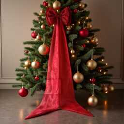 Burgundy Organza Christmas Tree Bow, Oversized Holiday Decor - thumbnail 2