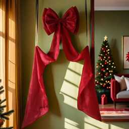 Burgundy Organza Christmas Tree Bow, Oversized Holiday Decor