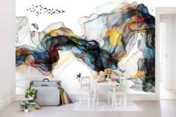 3D Ink Landscape Wallpaper, Abstract Wall Mural, Peel & Stick - thumbnail 1