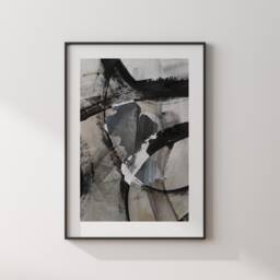 Guyana Map - Black & Grey Abstract Painting Of Wall Art Print Caribbean Traval Poster - thumbnail 3