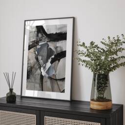 Guyana Map - Black & Grey Abstract Painting Of Wall Art Print Caribbean Traval Poster - thumbnail 1