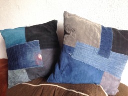 Upcycled Denim Patchwork Pillow Covers, Set Of 2 - 47x47 - thumbnail 1