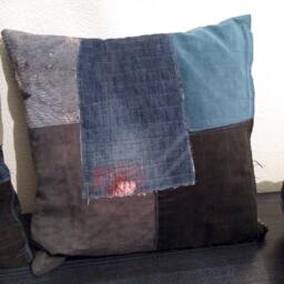 Upcycled Denim Patchwork Pillow Covers, Set Of 2 - 47x47 - thumbnail 3