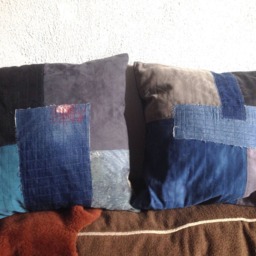 Upcycled Denim Patchwork Pillow Covers, Set Of 2 - 47x47 - thumbnail 2