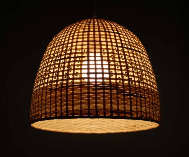Bamboo Basket Pendant Light Rustic Woven Lighting - image 1