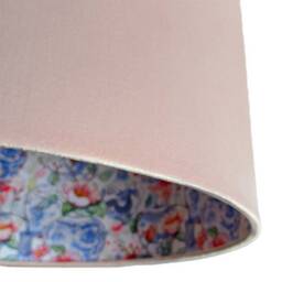 Baby Pink Velvet Lampshade With Oriental Vases Lining - thumbnail 3