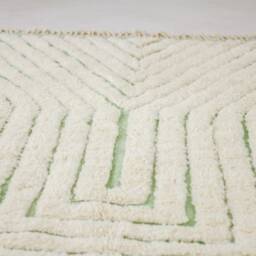 Moroccan Area Rug - White Beni Ourain Style For Living Room Mid Century Modern Tufted Green Azilal - thumbnail 2