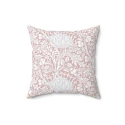William Morris Pillow Cover - Soft Faux Suede Fabric Artichoke Floral Design Pattern Light Blush Pink Botanical Decorative Cushion