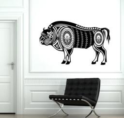 Wall Decal Animal Bull Aggressive Tribal Ornament Mural Vinyl Sticker 1866Dz - thumbnail 1