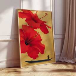 Hibiscus Wall Art, Tropical Flower Poster, Red Floral Print, Exotic Botanical Artwork, Bold Nature Decor, Modern Home Art - thumbnail 2