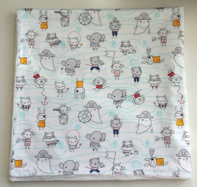 Pirate Blanket, Nautical Baby Organic Receiving Modern Super Soft Baby Shower Gift Idea - image 1