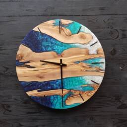Custom Olive Wood & Resin Wall Clock Handmade Epoxy Art - thumbnail 3