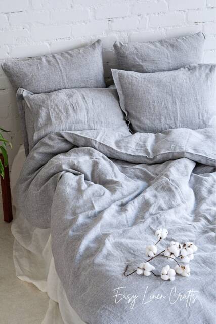 Linen Duvet Cover Set With 2 Pillowcases - Double Queen King Custom Sizes Bedding Bed Farmhouse - image 1