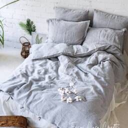 Linen Duvet Cover Set With 2 Pillowcases - Double Queen King Custom Sizes Bedding Bed Farmhouse - thumbnail 2