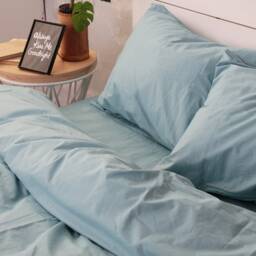 Natural Cotton Duvet Cover in Turquoise. Twin, Full, Queen, King, Single, Kingsingle, Double, Custom Size - thumbnail 3