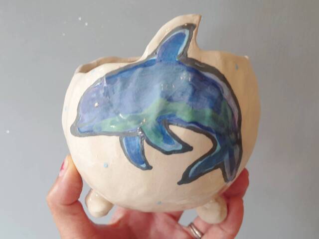 The Very Fun Collection 2 - Ceramic Handmade, Succulent Pot, Small Planter, Cactus Plant Gifts. Pug. Links. Whale. Llama. Dolphin - image 1