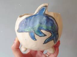 The Very Fun Collection 2 - Ceramic Handmade, Succulent Pot, Small Planter, Cactus Plant Gifts. Pug. Links. Whale. Llama. Dolphin - thumbnail 1