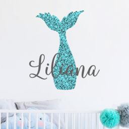 Mermaid Tail Wall Decal - Custom Baby Name Sticker Nautical Decals For Nursery Decor Girl Room Decoration R116 - thumbnail 2