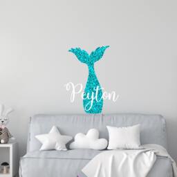 Mermaid Tail Wall Decal - Custom Baby Name Sticker Nautical Decals For Nursery Decor Girl Room Decoration R116 - thumbnail 3