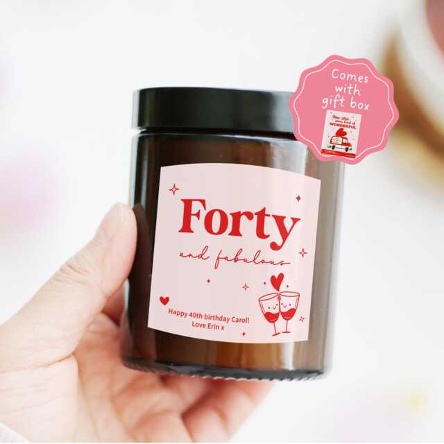 40Th Birthday Gift For Her Friend Daughter Niece - Forty Happy & Fabulous Candle - image 1