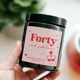 Personalized 40Th Birthday Gift For Friend Sister Mum - Custom Text Candle Her Forty & Fabulous - thumbnail 2