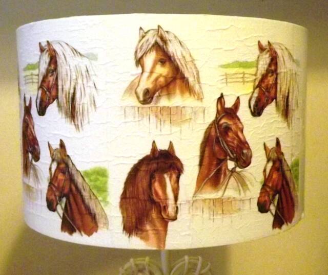 Horse Lampshade, Light Shade, Equestrian, Pony, Decoupage Shabby Chic - image 1