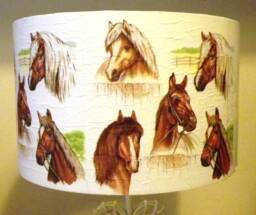 Horse Lampshade, Light Shade, Equestrian, Pony, Decoupage Shabby Chic - thumbnail 1