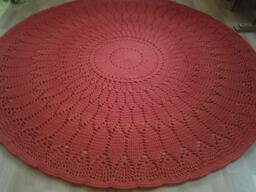 Handmade Wool Round Rug, Crocheted Doily Design - thumbnail 1