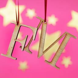 Wooden Letter Hanging Decoration - Couples Initials Christmas Gift Ideas Small For Partner Wood Tree Decorations - thumbnail 2