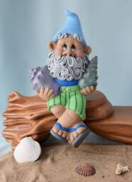 Ceramic Beach Gnome Figurine With Flip Flops - Coastal Summer Decor For Garden, Lake House, Seashore