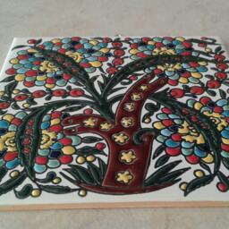 Handmade Greek Ceramic Art Tile Tree Of Life Wall Decor - thumbnail 2